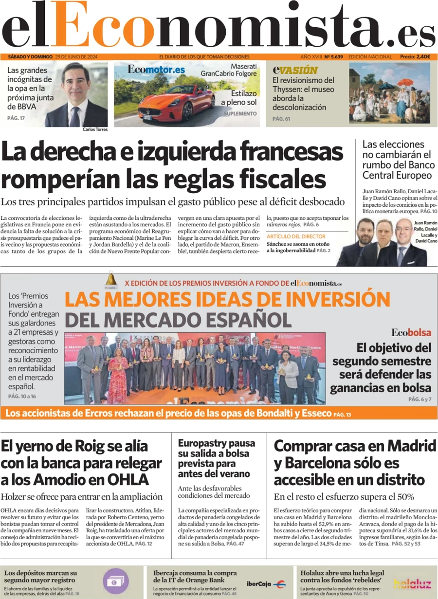 anteprima della prima pagina di el-economista del 29/06/2024