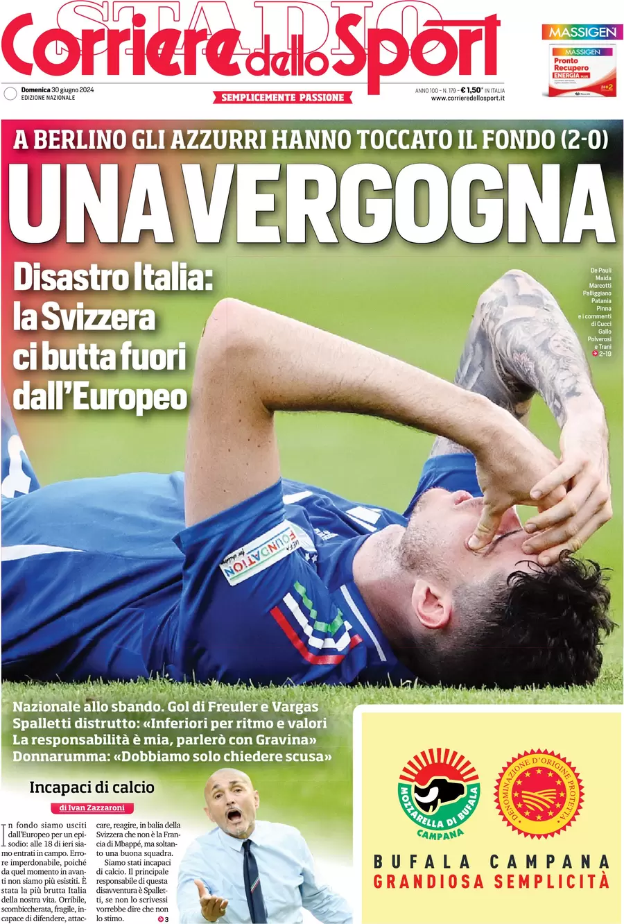 anteprima della prima pagina di corriere-dello-sport del 30/06/2024