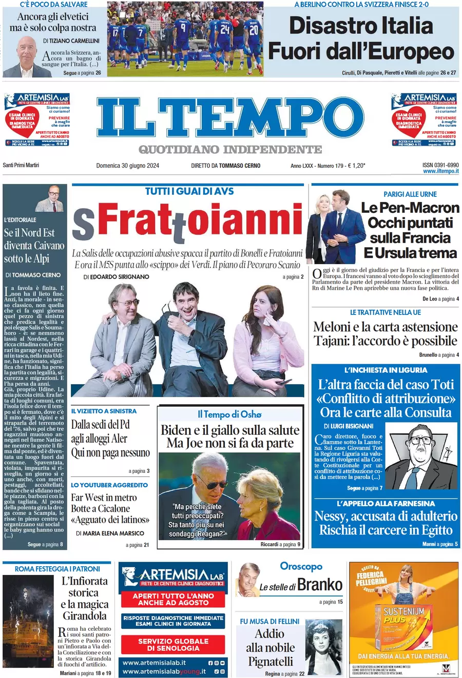 anteprima della prima pagina di il-tempo del 30/06/2024