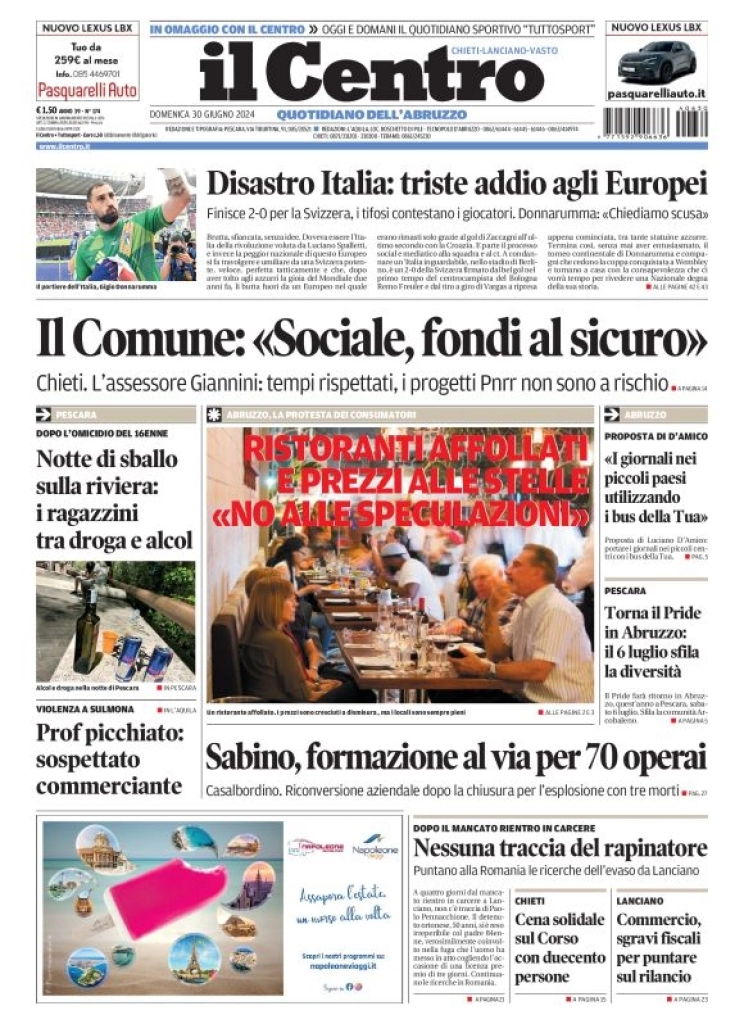anteprima della prima pagina di il-centro-chieti del 30/06/2024