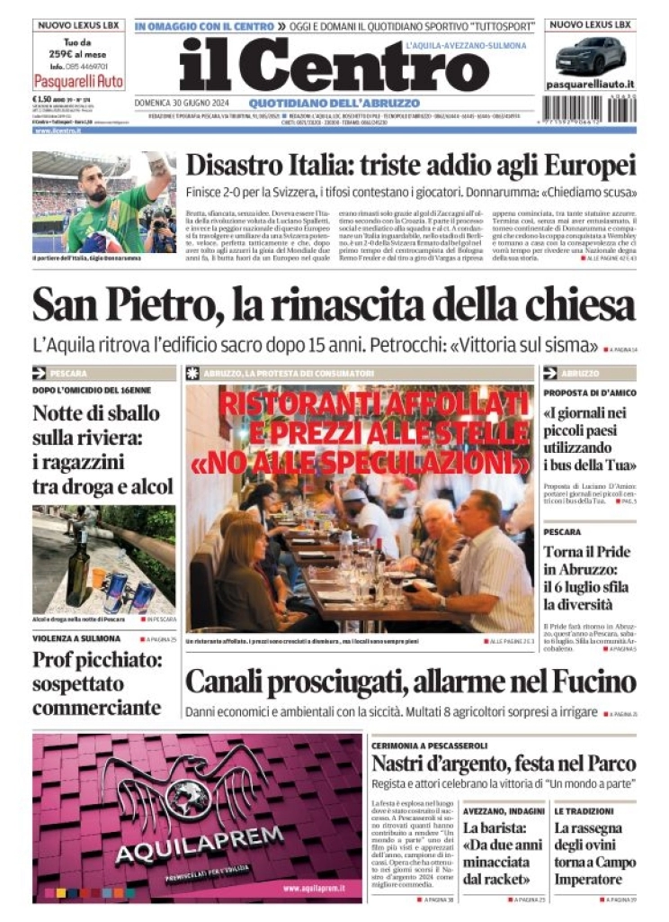 anteprima della prima pagina di il-centro-laquila del 30/06/2024