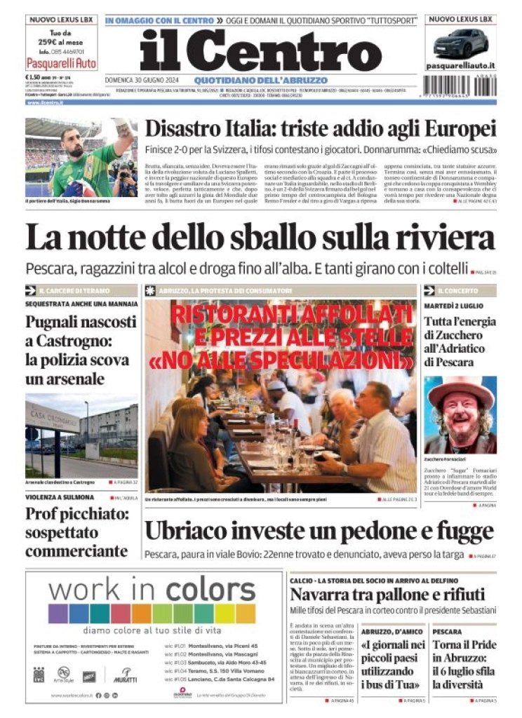 anteprima della prima pagina di il-centro-pescara del 30/06/2024