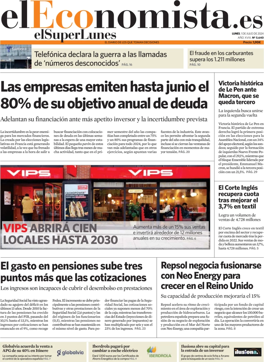 anteprima della prima pagina di el-economista del 01/07/2024