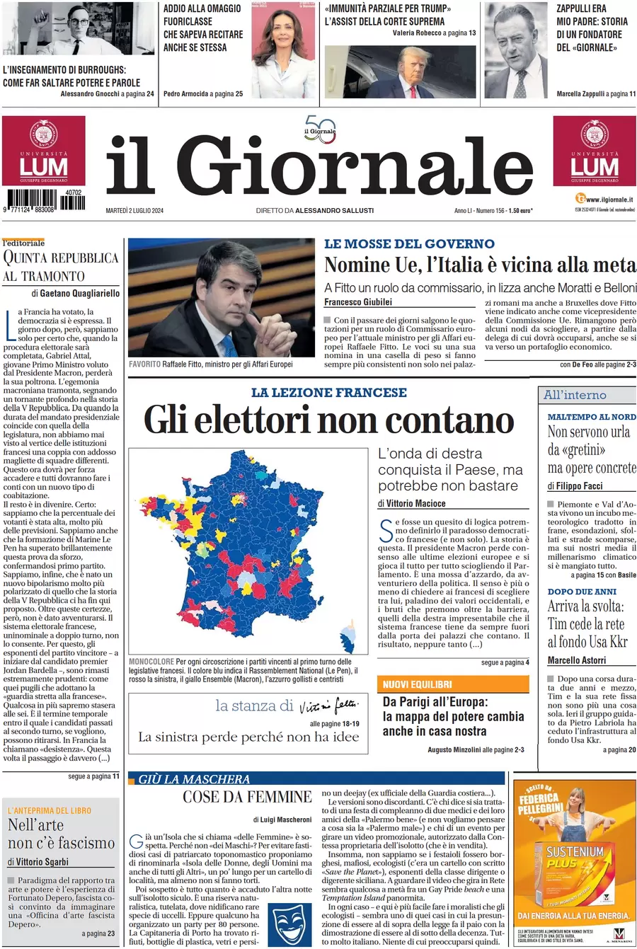 anteprima della prima pagina di il-giornale del 02/07/2024