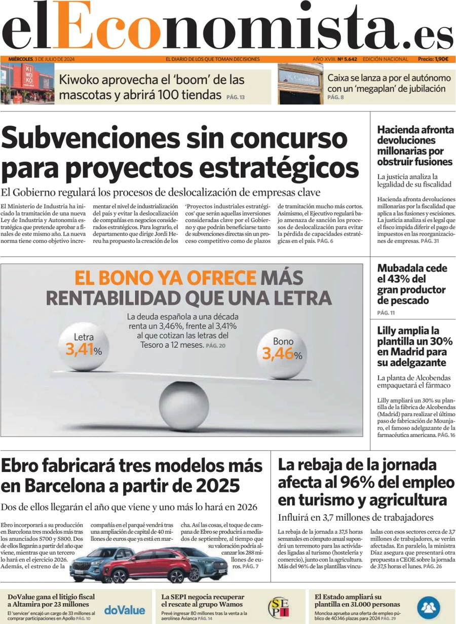 anteprima della prima pagina di el-economista del 03/07/2024