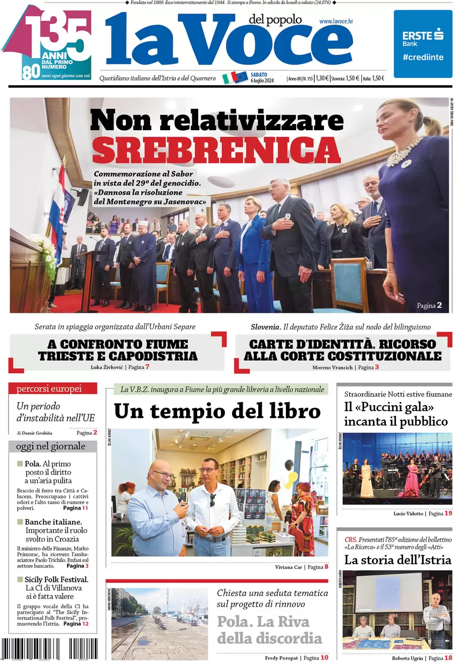 anteprima della prima pagina di la-voce-del-popolo del 06/07/2024