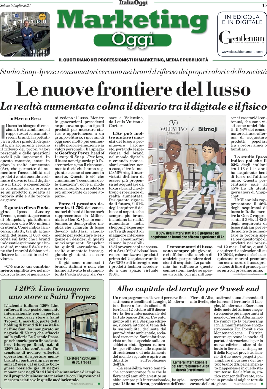 anteprima della prima pagina di marketing-oggi del 06/07/2024