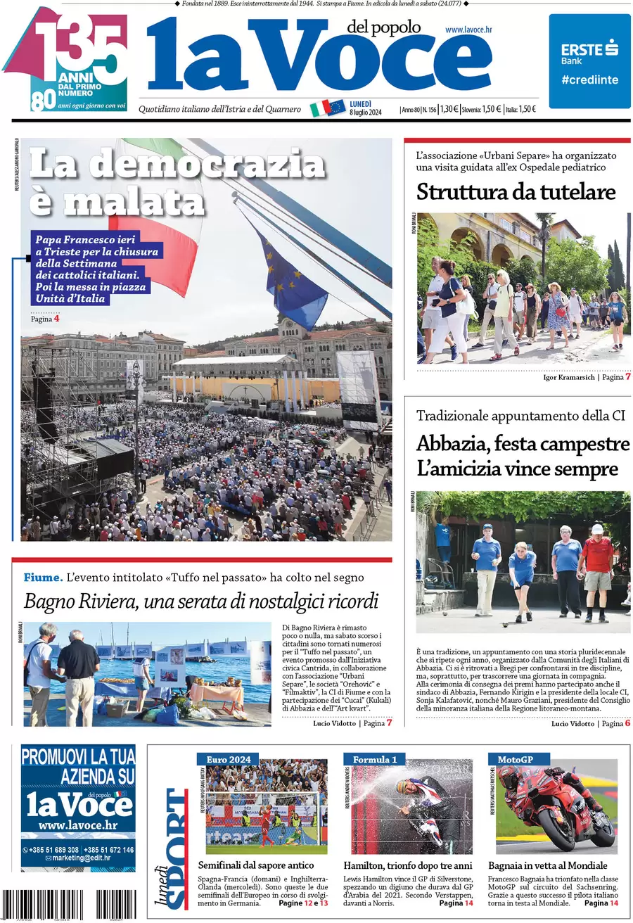 anteprima della prima pagina di la-voce-del-popolo del 08/07/2024