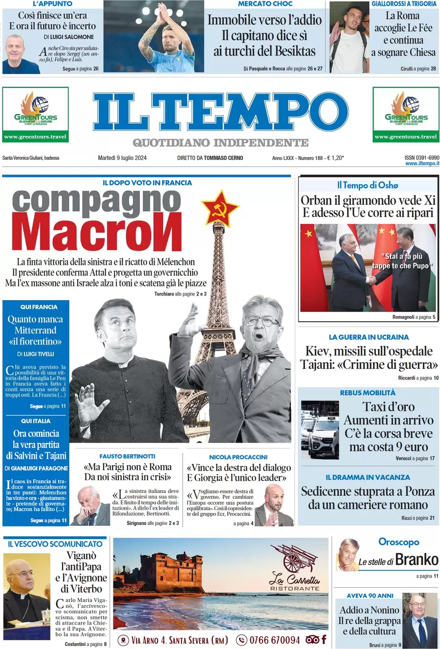 anteprima della prima pagina di il-tempo del 09/07/2024