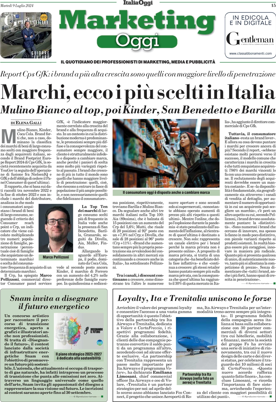 anteprima della prima pagina di marketing-oggi del 09/07/2024