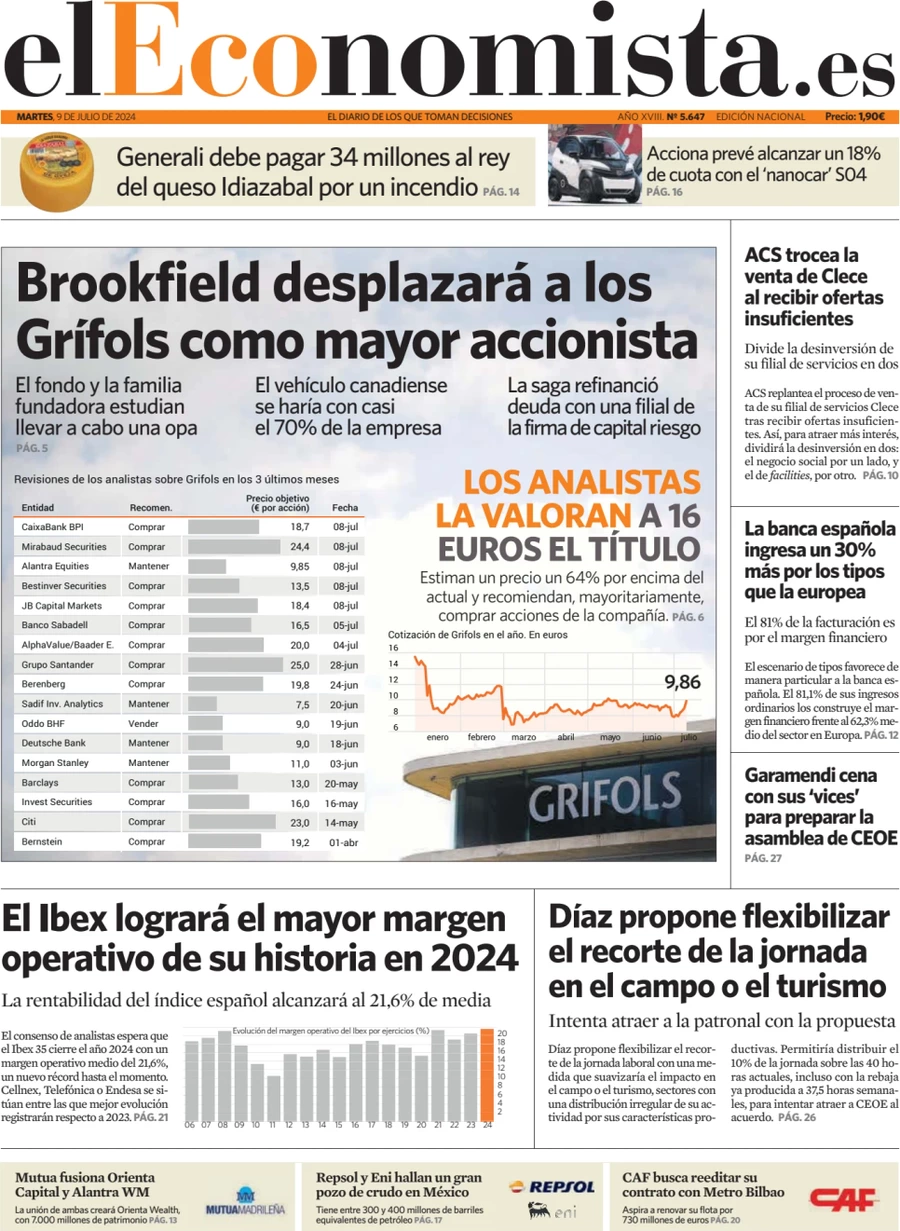 anteprima della prima pagina di el-economista del 09/07/2024