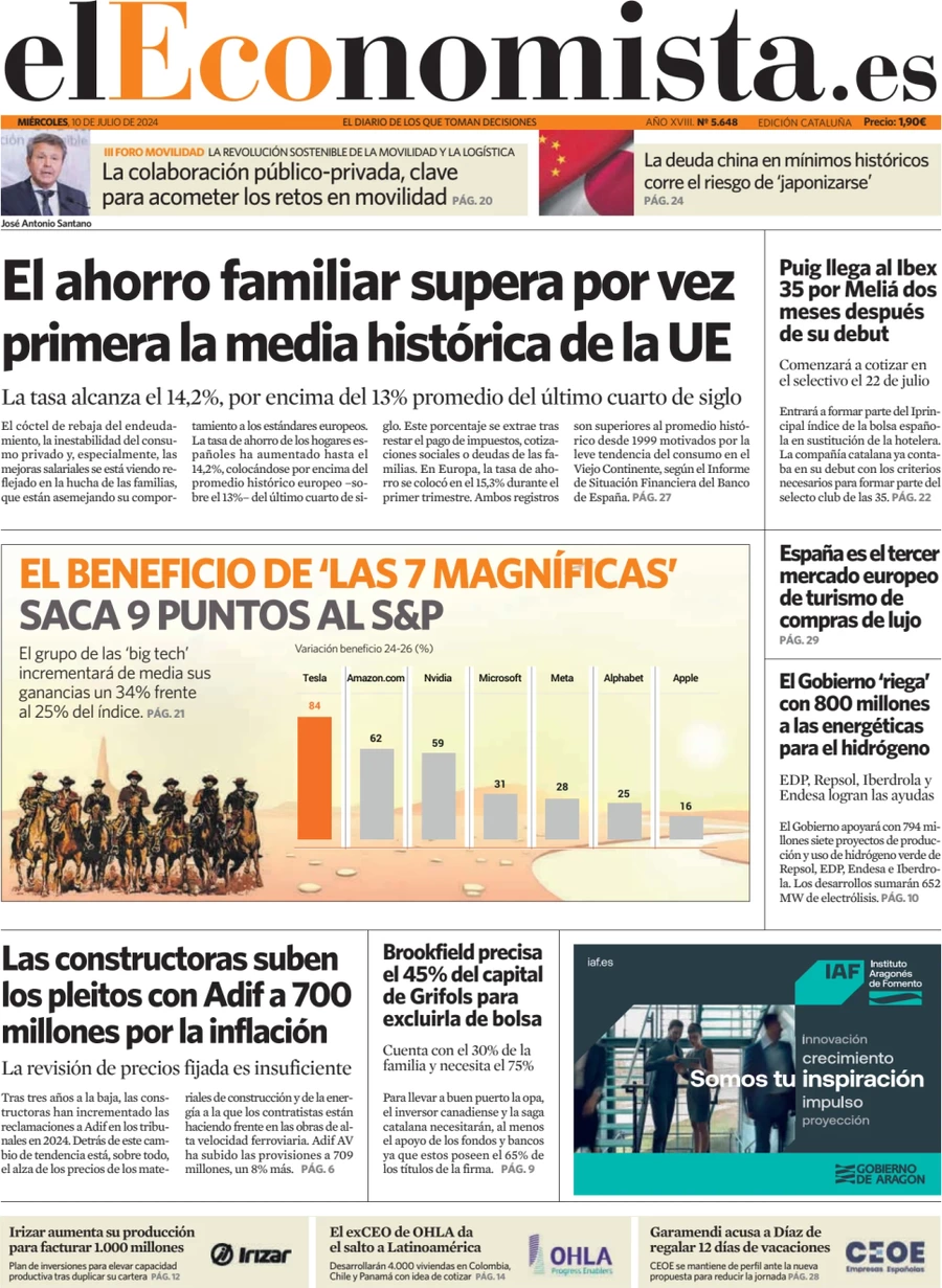 anteprima della prima pagina di el-economista del 10/07/2024