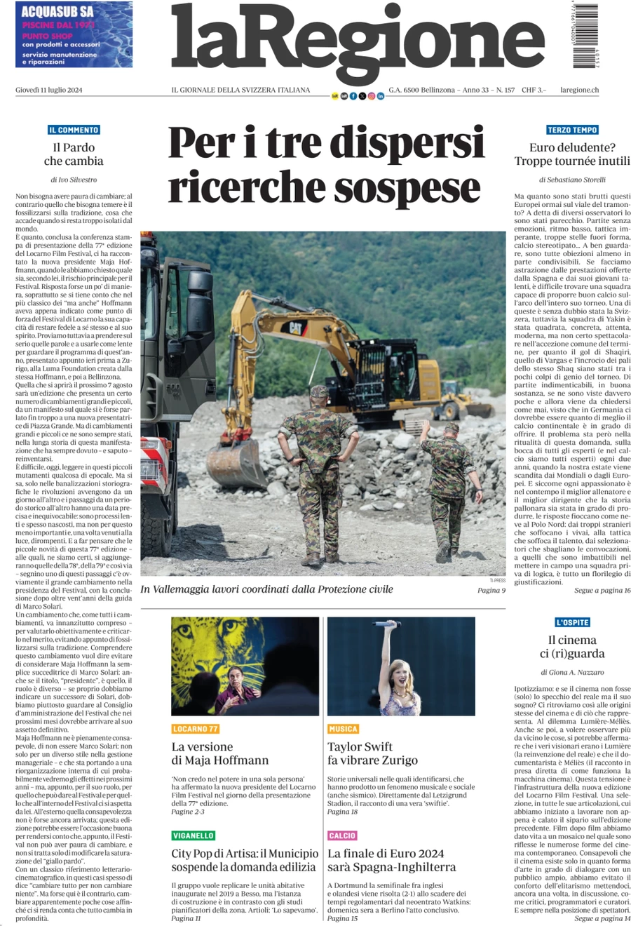 anteprima della prima pagina di la-regione del 11/07/2024