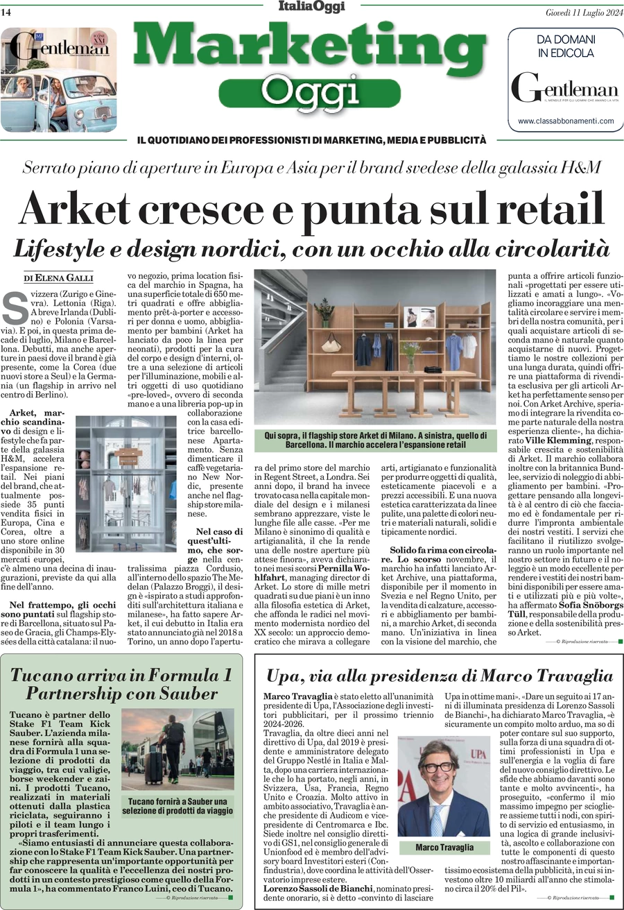 anteprima della prima pagina di marketing-oggi del 11/07/2024