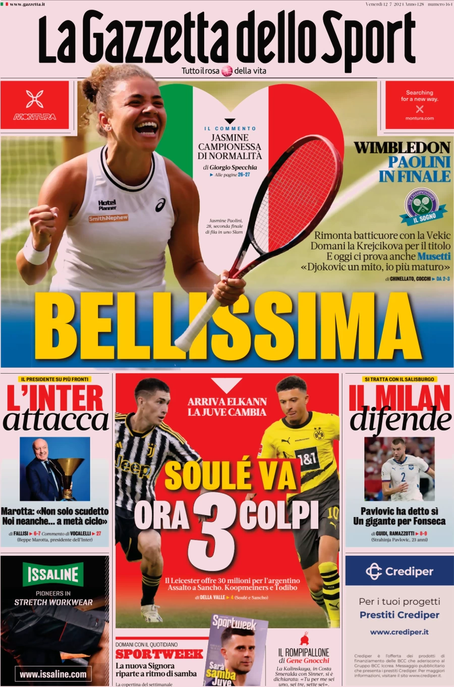 anteprima della prima pagina di la-gazzetta-dello-sport del 12/07/2024