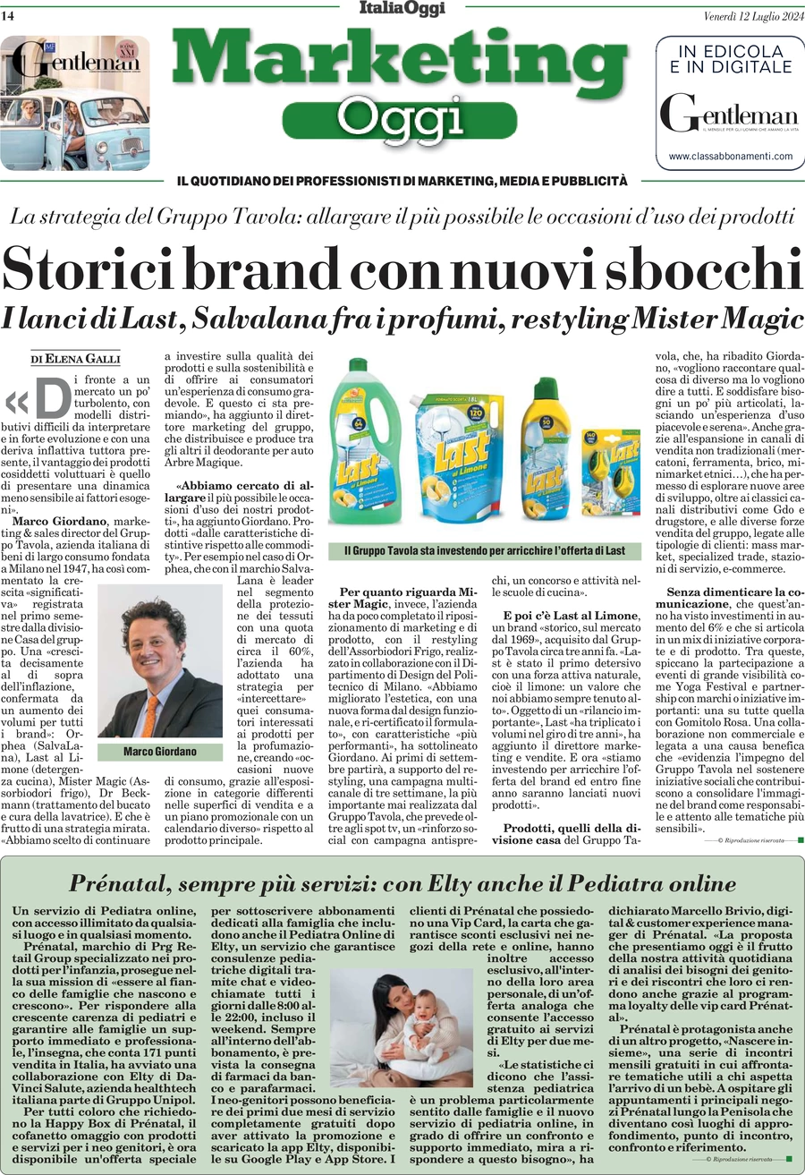 anteprima della prima pagina di marketing-oggi del 12/07/2024