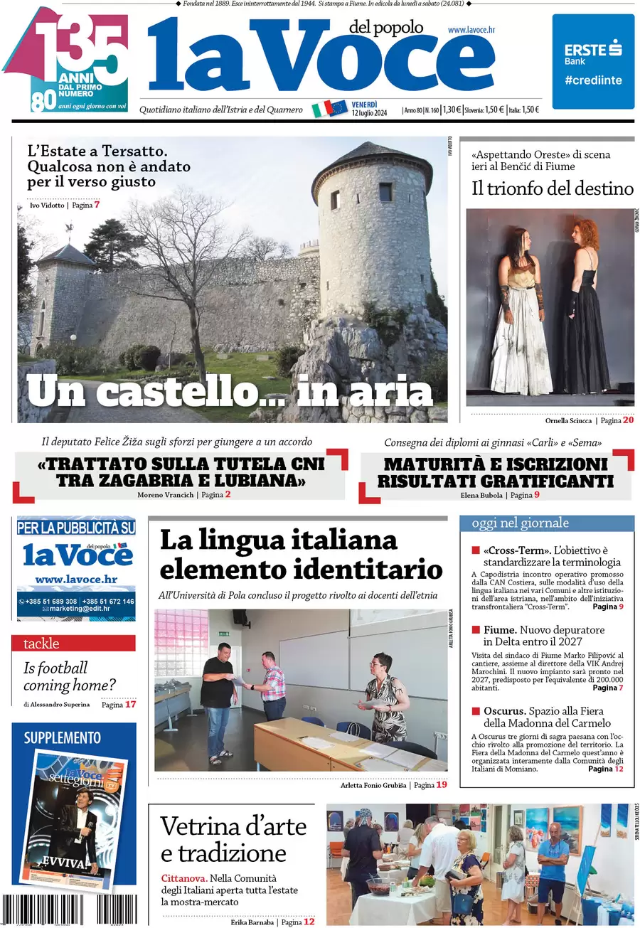 anteprima della prima pagina di la-voce-del-popolo del 12/07/2024