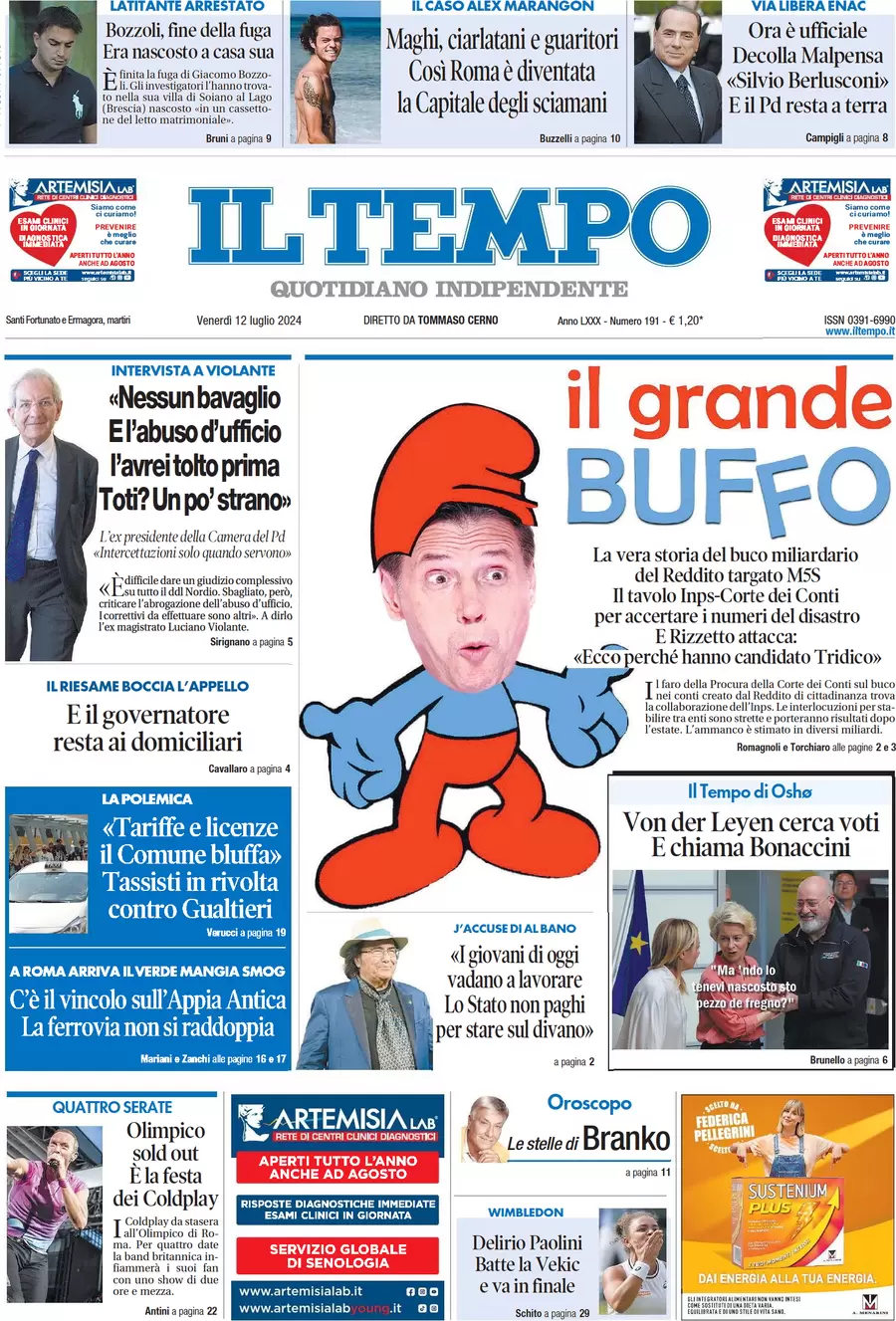 anteprima della prima pagina di il-tempo del 12/07/2024
