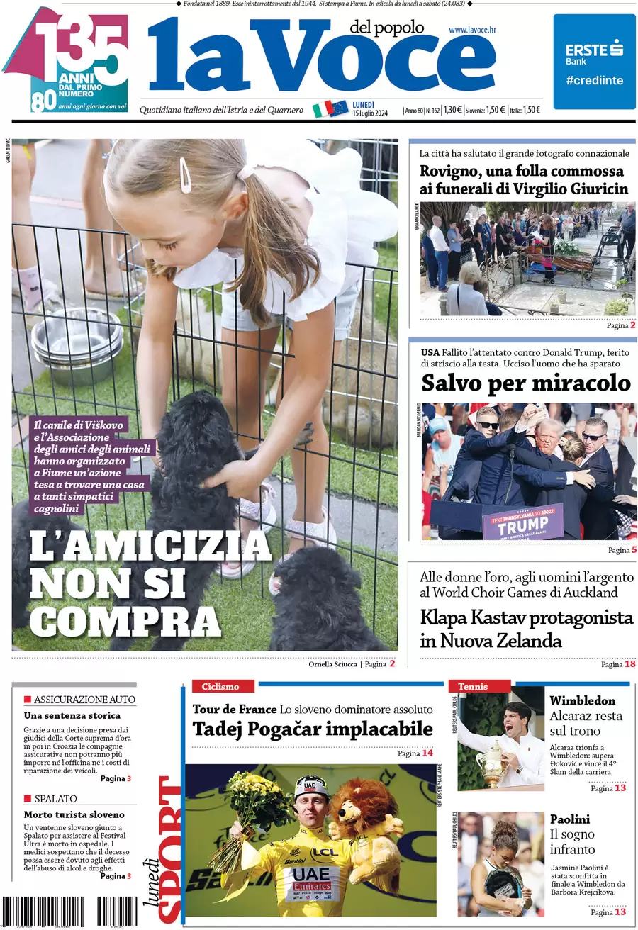 anteprima della prima pagina di la-voce-del-popolo del 15/07/2024