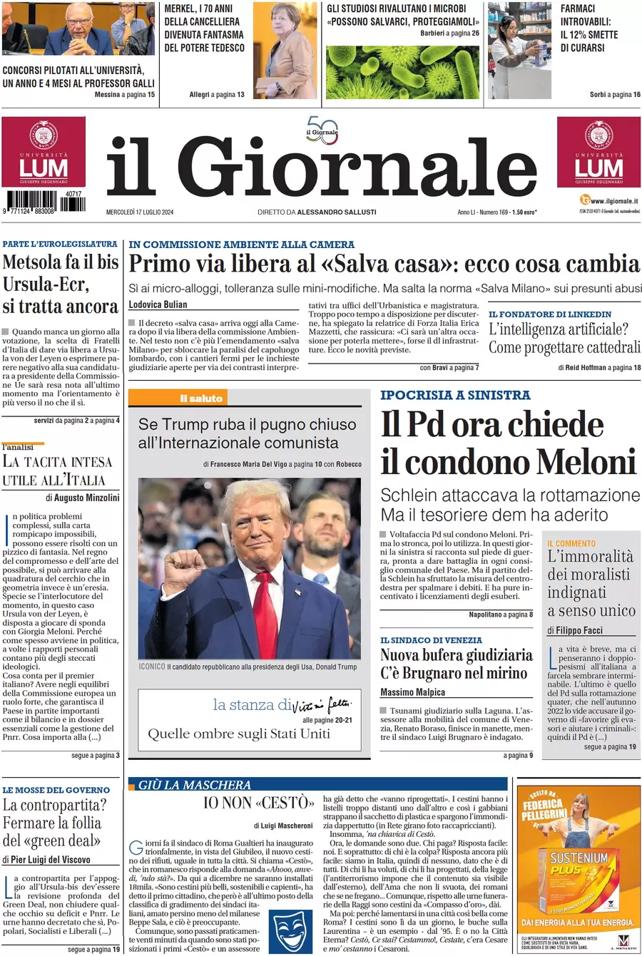 anteprima della prima pagina di il-giornale del 17/07/2024