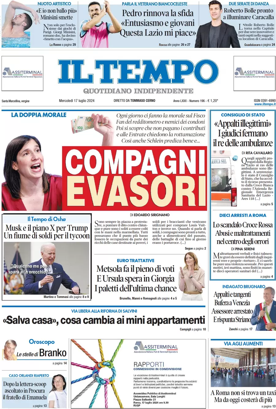anteprima della prima pagina di il-tempo del 17/07/2024