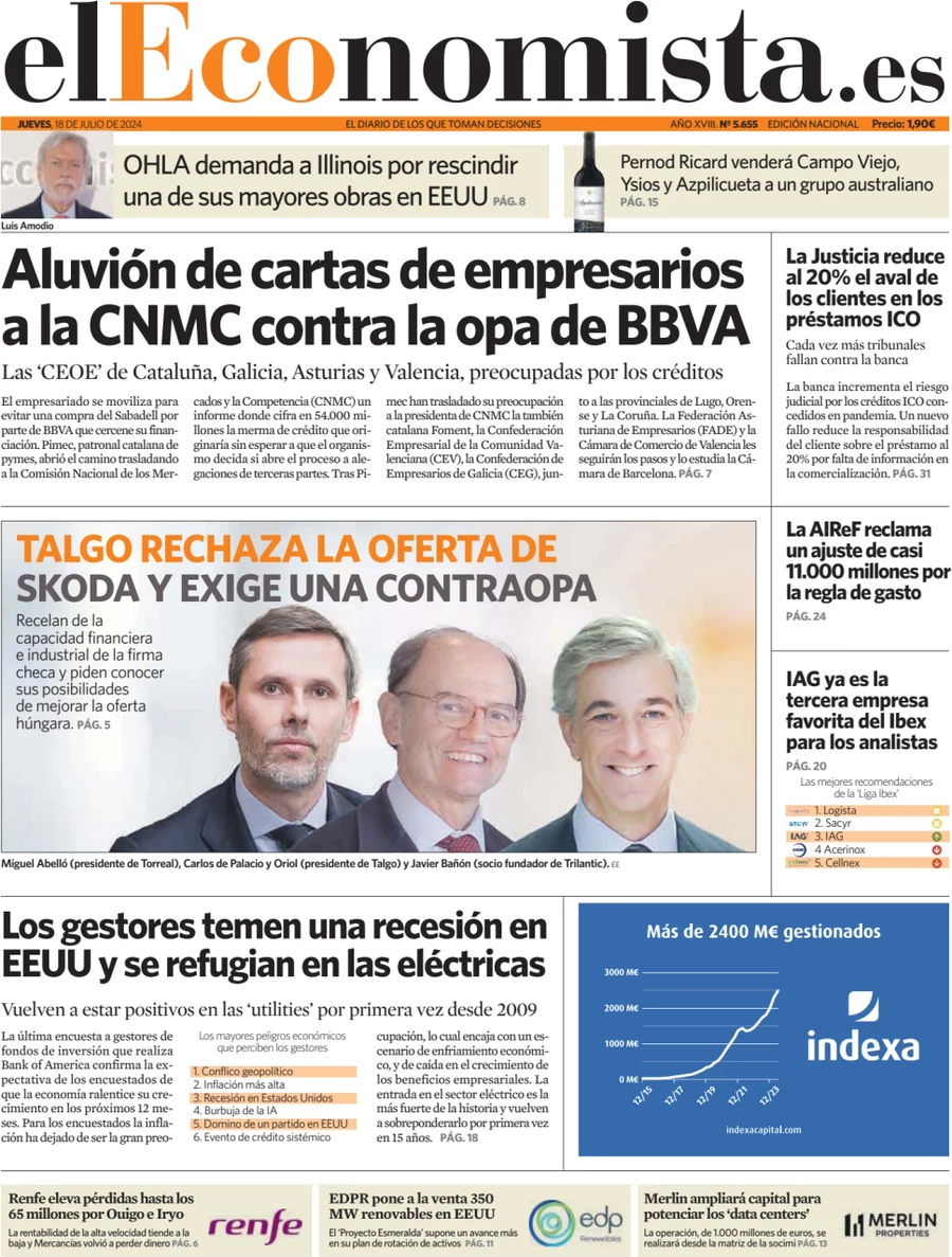 anteprima della prima pagina di el-economista del 18/07/2024