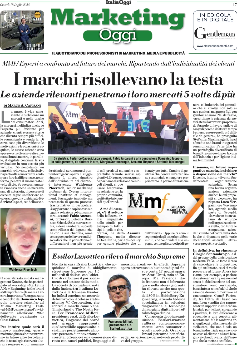 anteprima della prima pagina di marketing-oggi del 18/07/2024