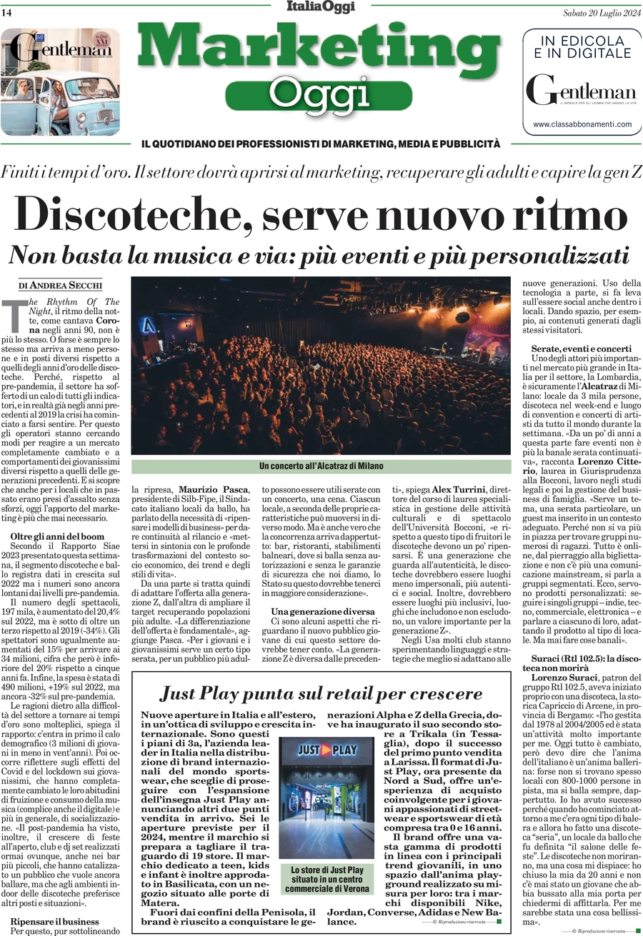 anteprima della prima pagina di marketing-oggi del 20/07/2024