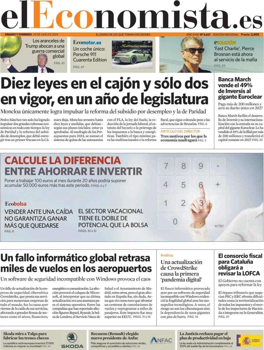 anteprima della prima pagina di el-economista del 20/07/2024