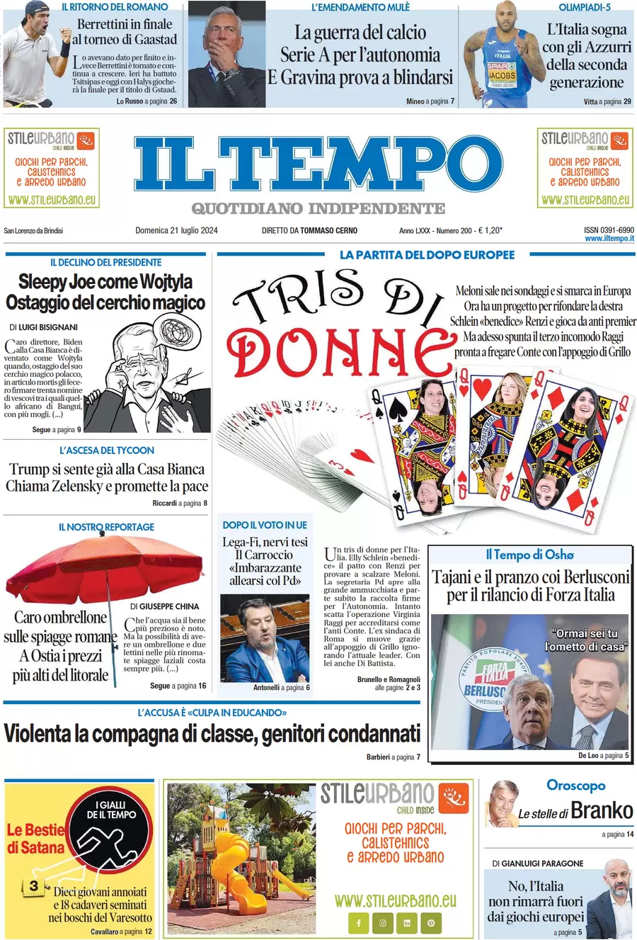 anteprima della prima pagina di il-tempo del 21/07/2024