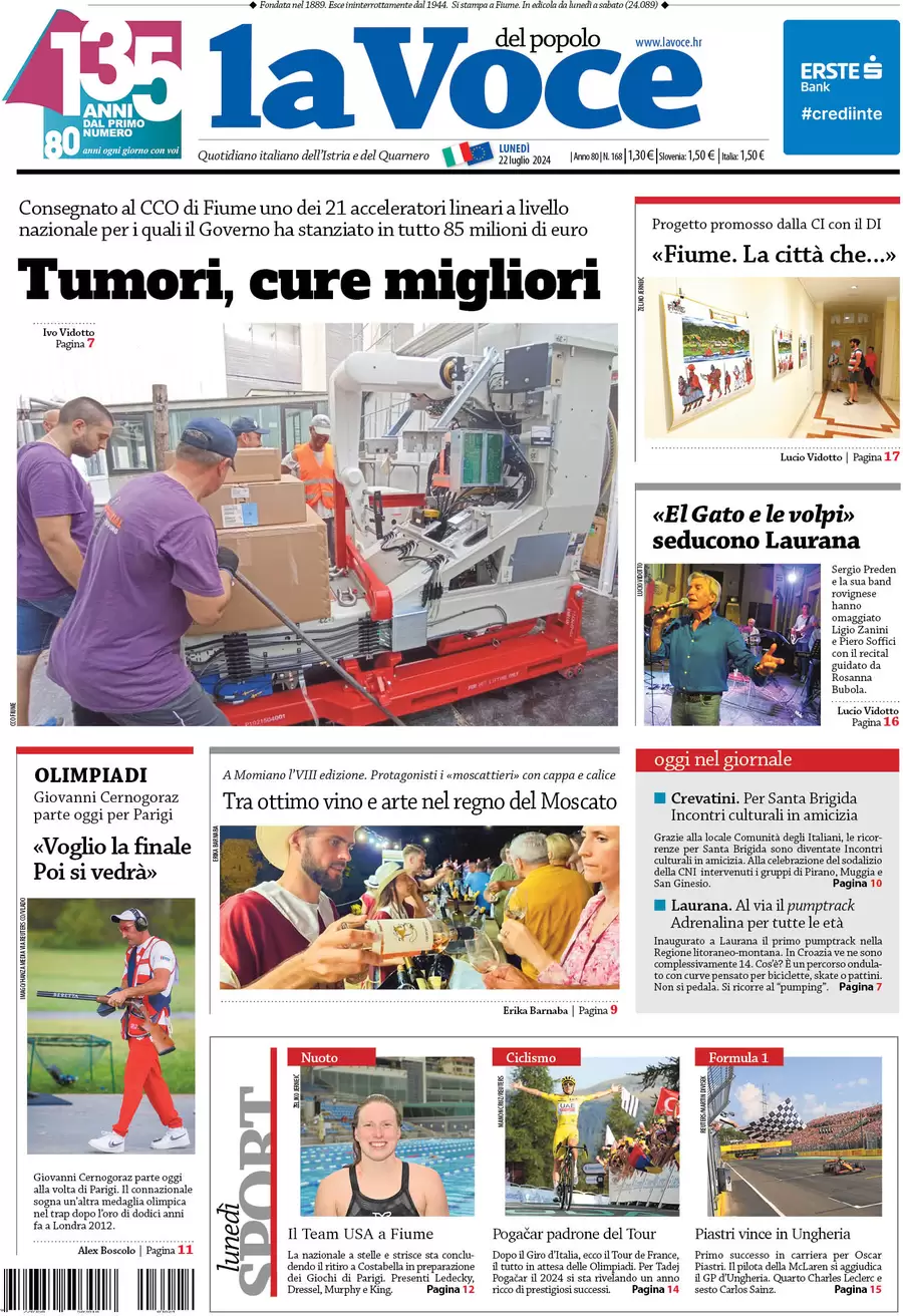 anteprima della prima pagina di la-voce-del-popolo del 22/07/2024