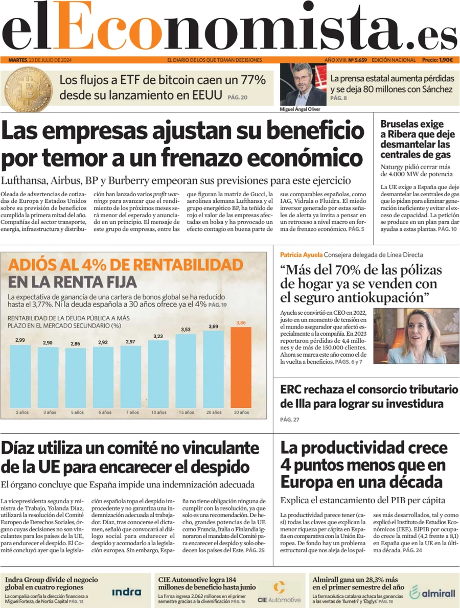 anteprima della prima pagina di el-economista del 23/07/2024