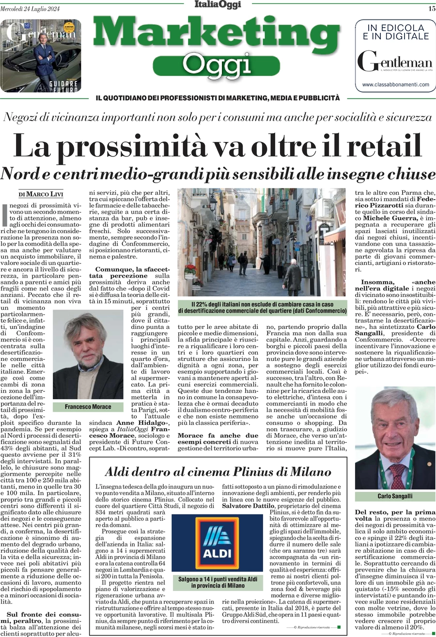 anteprima della prima pagina di marketing-oggi del 24/07/2024