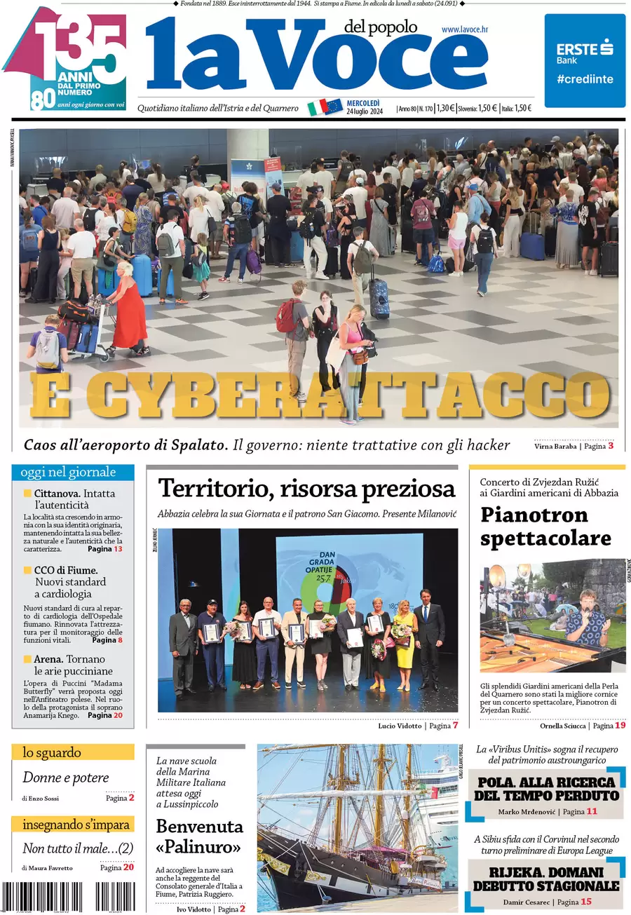 anteprima della prima pagina di la-voce-del-popolo del 24/07/2024