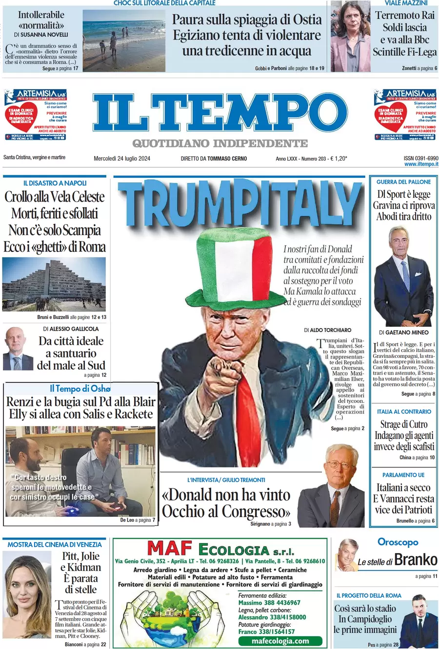 anteprima della prima pagina di il-tempo del 24/07/2024