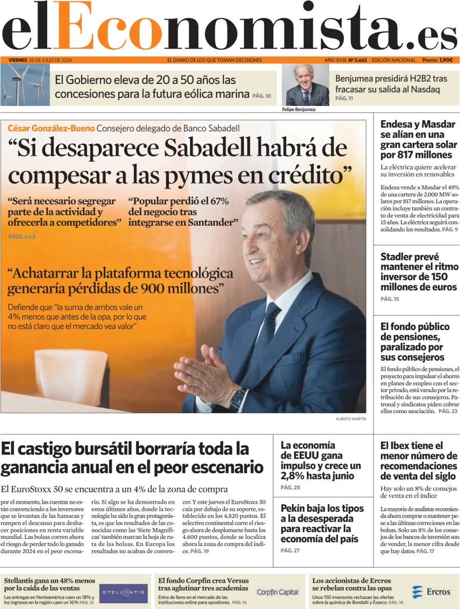 anteprima della prima pagina di el-economista del 26/07/2024