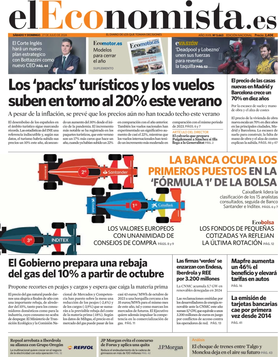 anteprima della prima pagina di el-economista del 27/07/2024