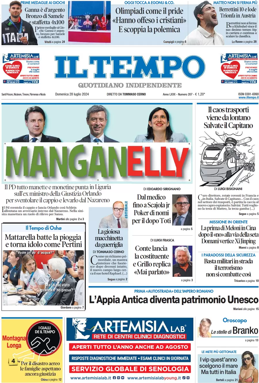 anteprima della prima pagina di il-tempo del 28/07/2024