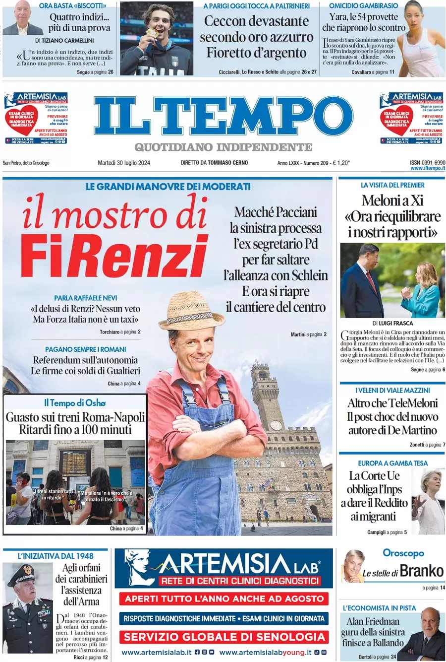 anteprima della prima pagina di il-tempo del 30/07/2024