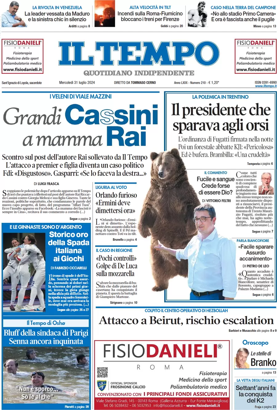 anteprima della prima pagina di il-tempo del 31/07/2024