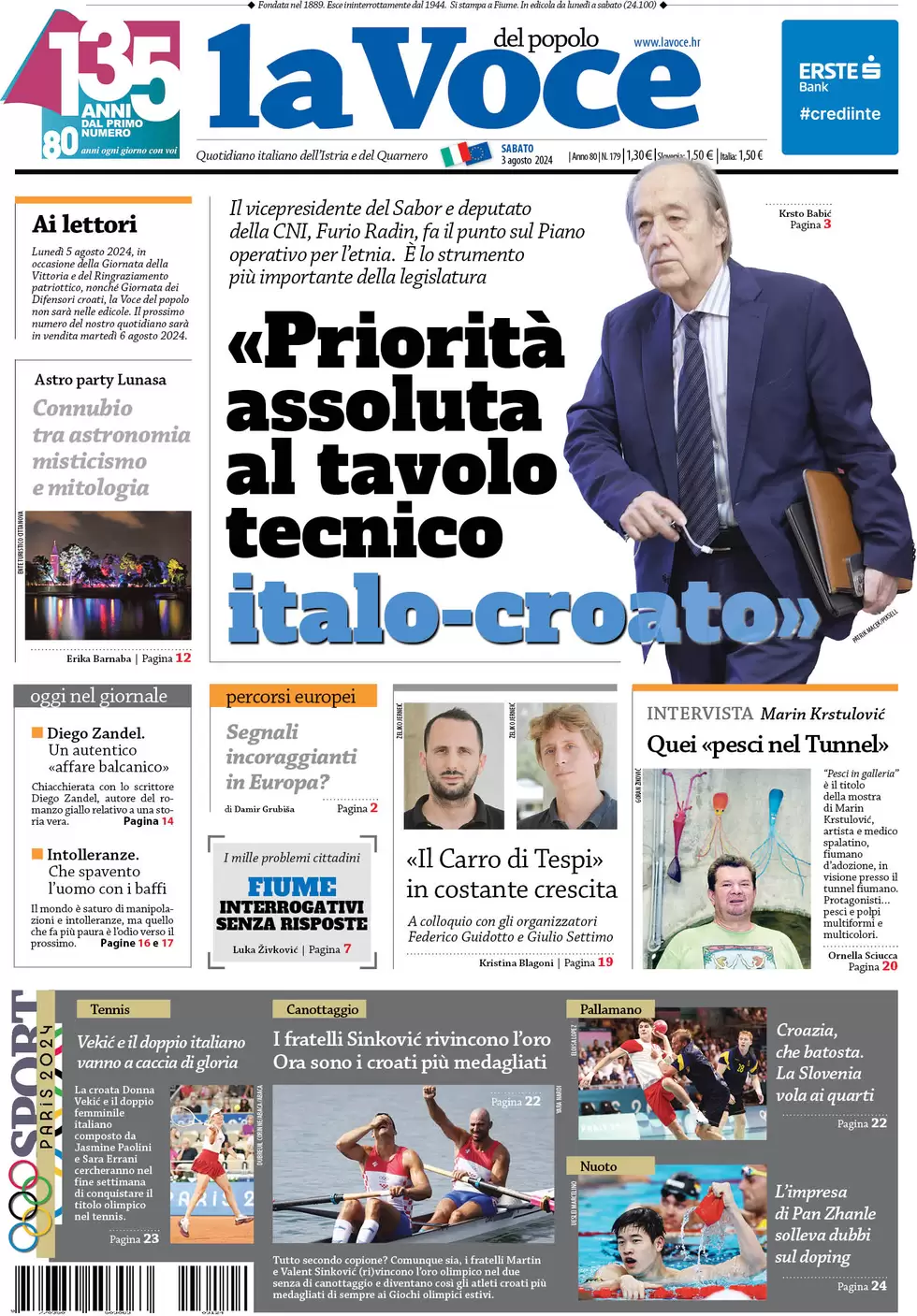 anteprima della prima pagina di la-voce-del-popolo del 03/08/2024