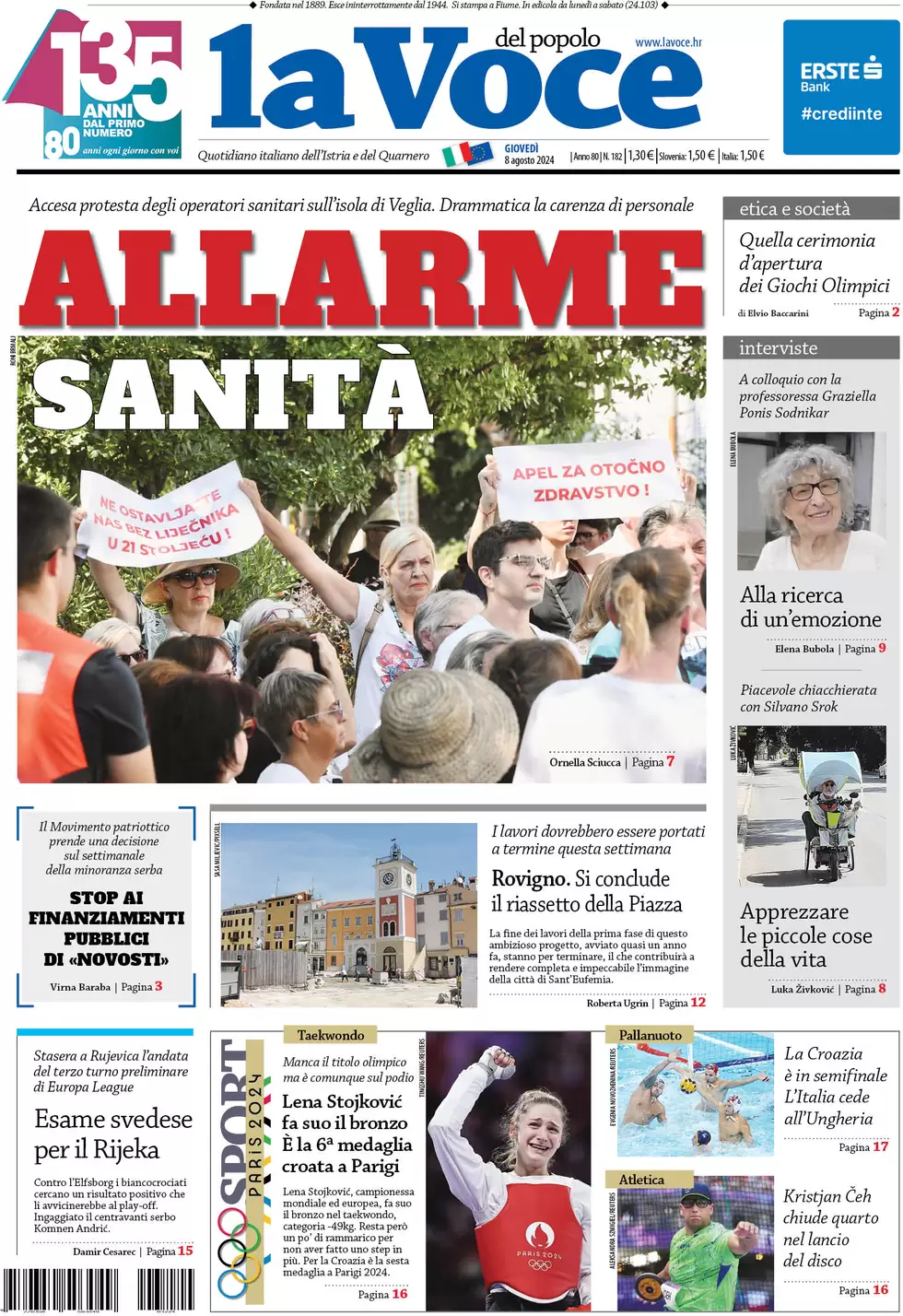 anteprima della prima pagina di la-voce-del-popolo del 08/08/2024