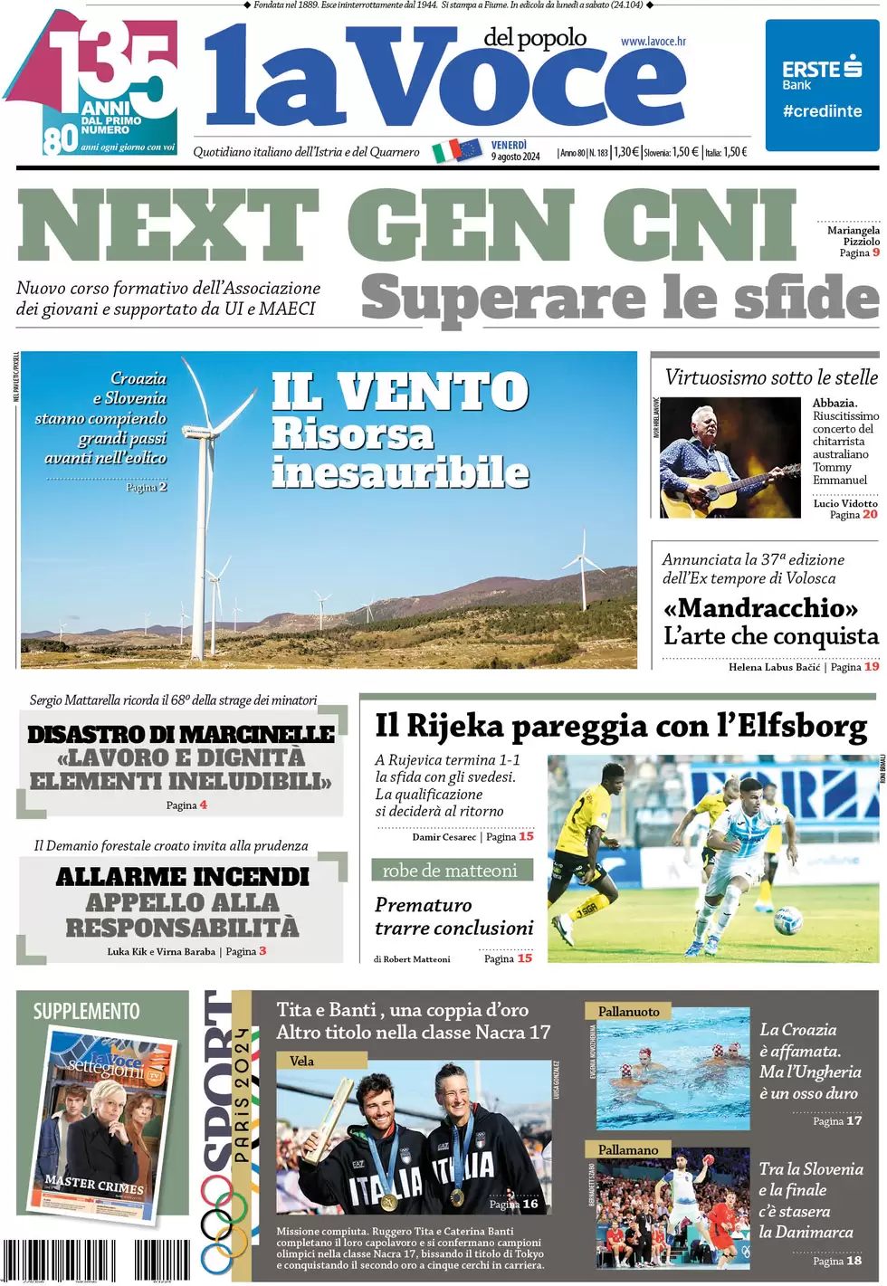 anteprima della prima pagina di la-voce-del-popolo del 09/08/2024