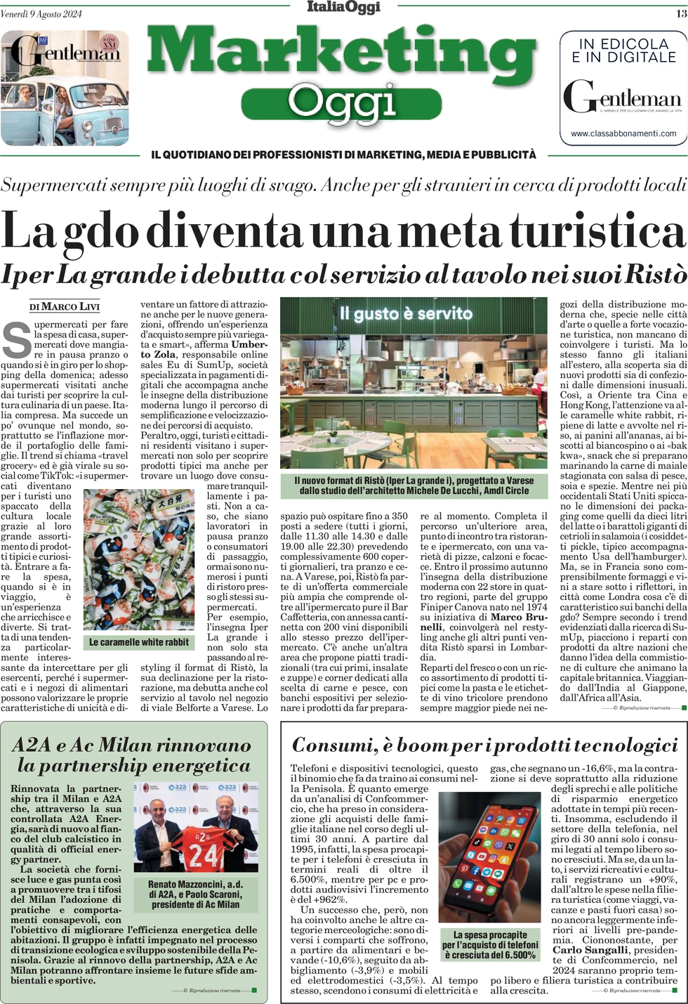 anteprima della prima pagina di marketing-oggi del 09/08/2024