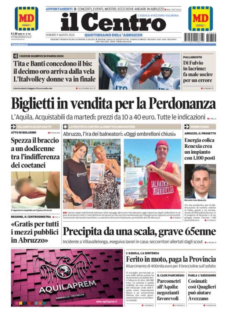 anteprima della prima pagina di il-centro-laquila del 09/08/2024