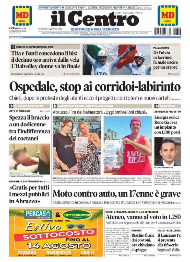 anteprima della prima pagina di il-centro-chieti del 09/08/2024