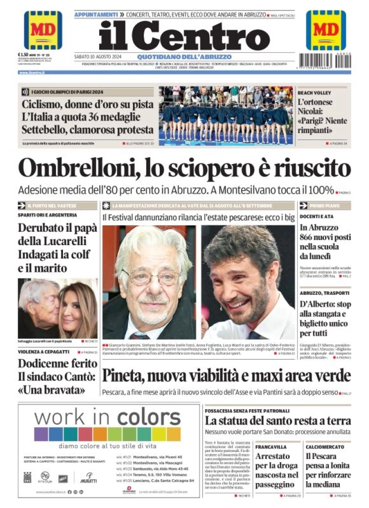 anteprima della prima pagina di il-centro-pescara del 10/08/2024