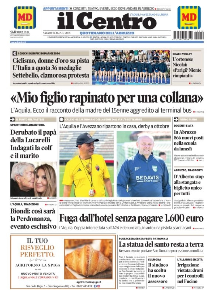 anteprima della prima pagina di il-centro-laquila del 10/08/2024