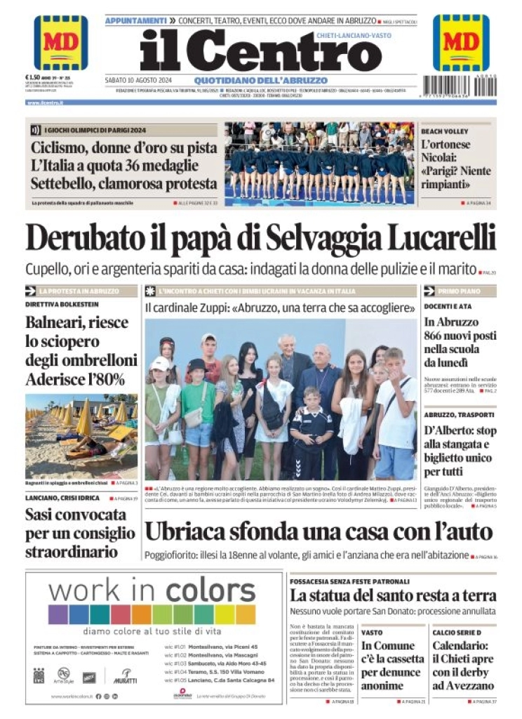 anteprima della prima pagina di il-centro-chieti del 10/08/2024