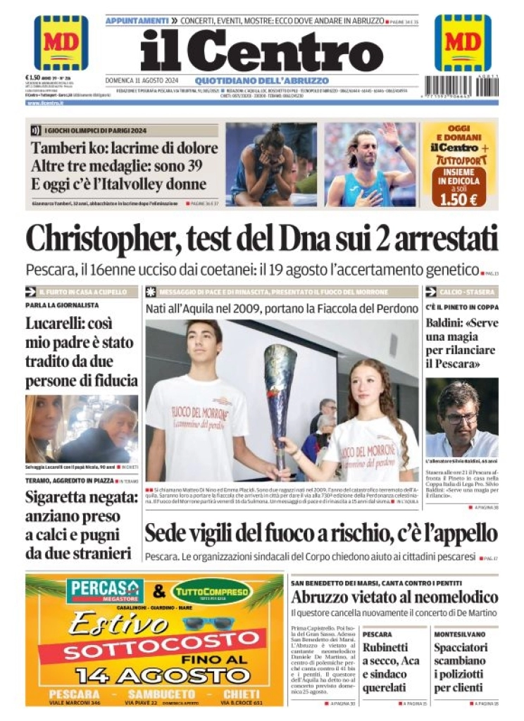 anteprima della prima pagina di il-centro-pescara del 11/08/2024